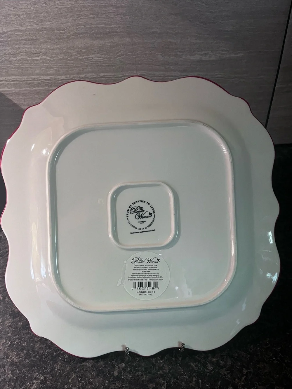 The Pioneer Woman Red and Cream Floral Scalloped Serving Platter